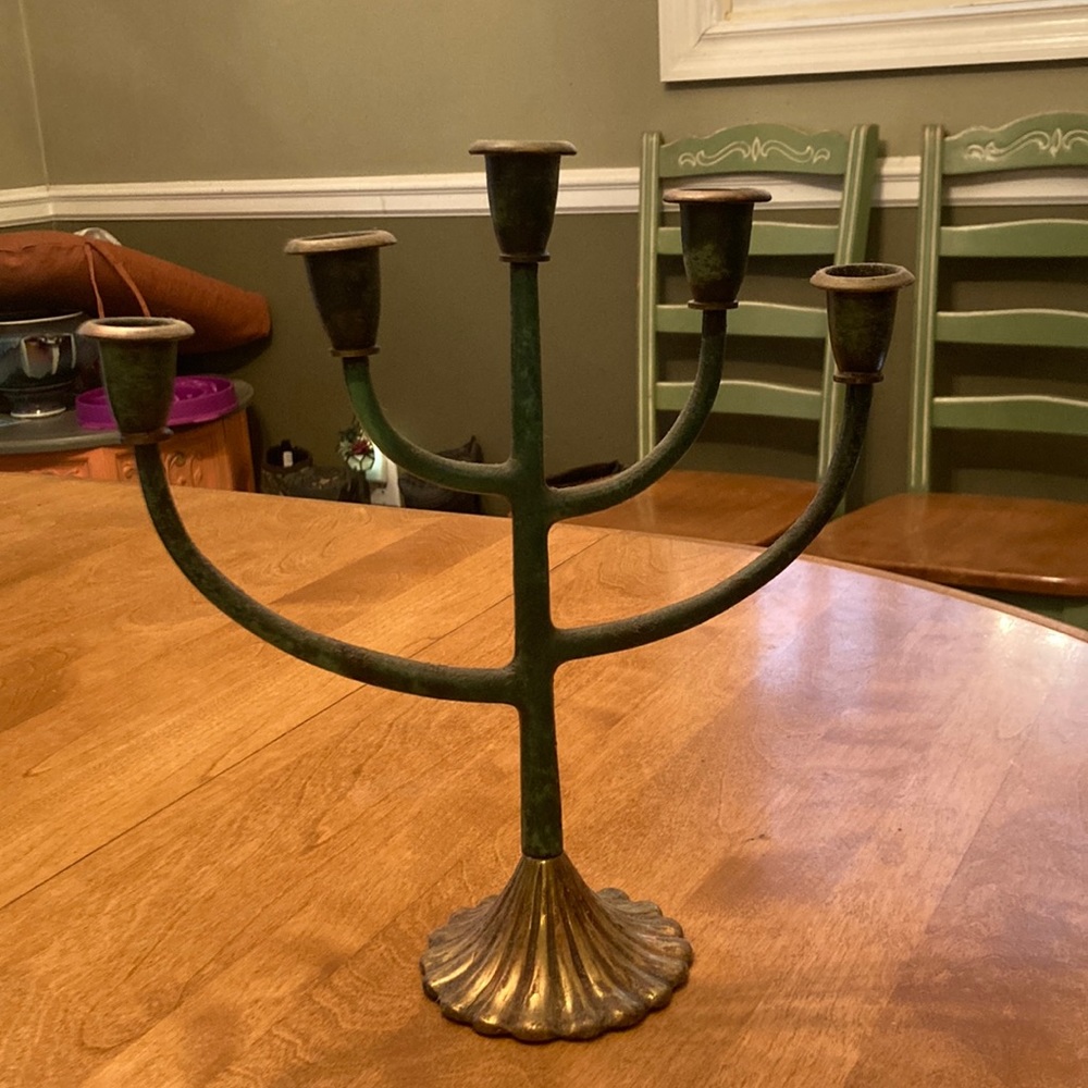 Vintage Dayagi unique brass 5 arm candle holder